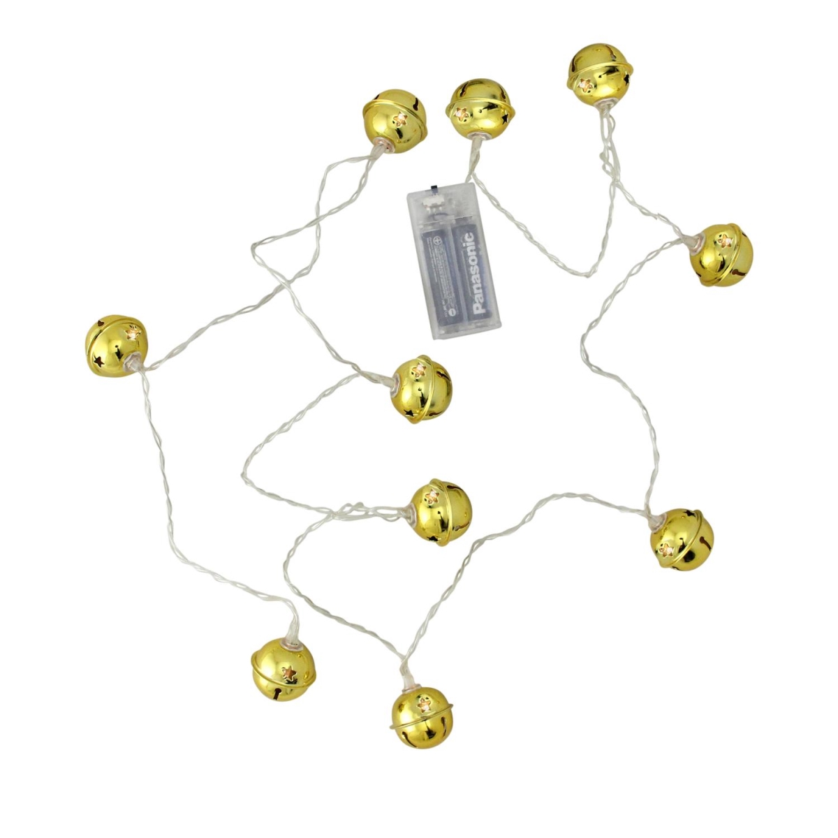 Picture of Northlight 32637539 Battery Operated LED Gold Jingle Bell Novelty Christmas Lights&#44; Clear - Set of 10