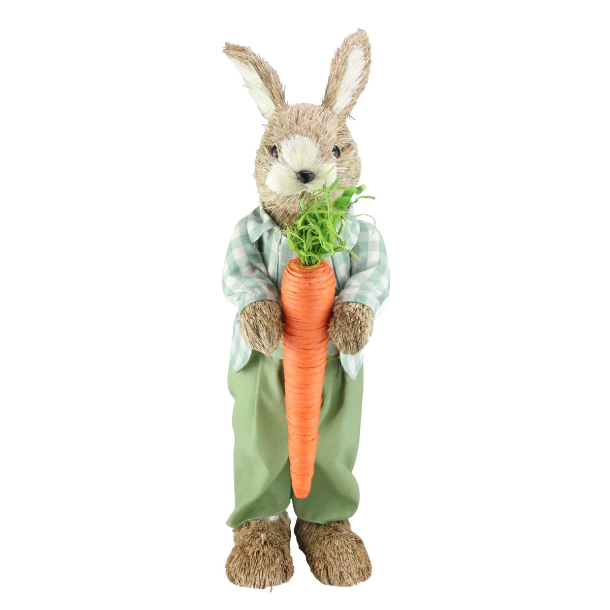 32784856 19 in. Spring Sisal Standing Bunny Rabbit Figure with Carrot -  NorthLight