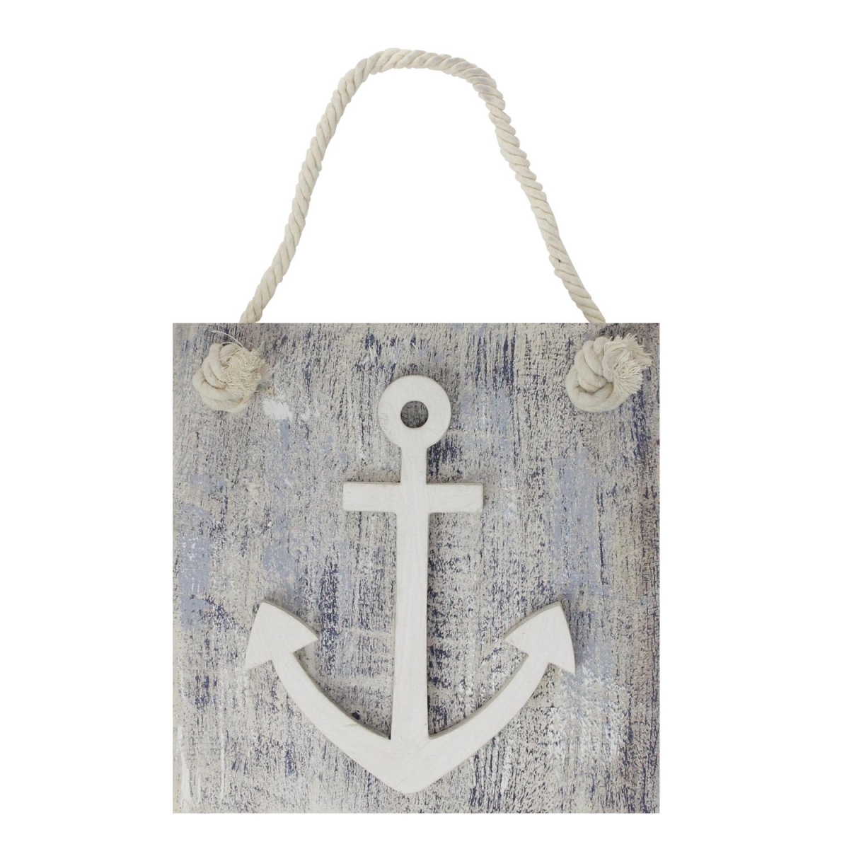 32735186 7 in. Blue & White Cape Cod Inspired Anchor Wall Hanging Plaque
