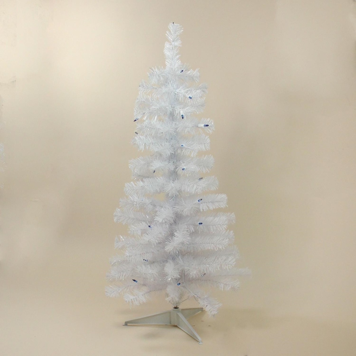 32624671 3 ft. Pre-Lit Slim White Tinsel Artificial Christmas Tree - Blue Lights -  NorthLight