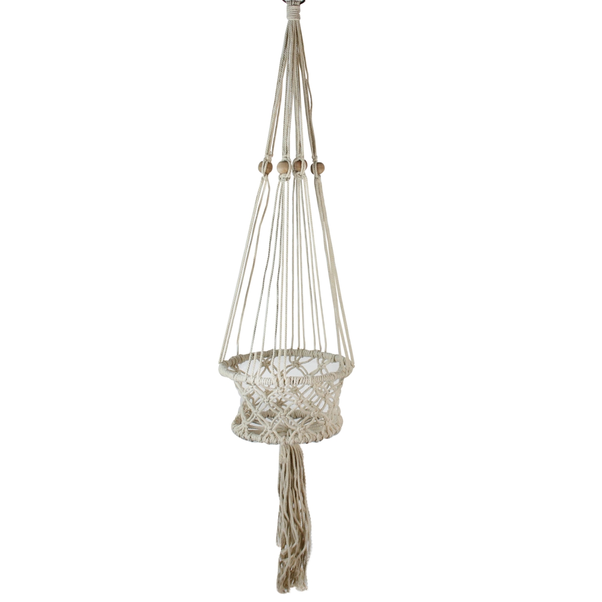32816586 43 in. Lattice Pattern Cotton Netting Decorative Planter Hanger, White