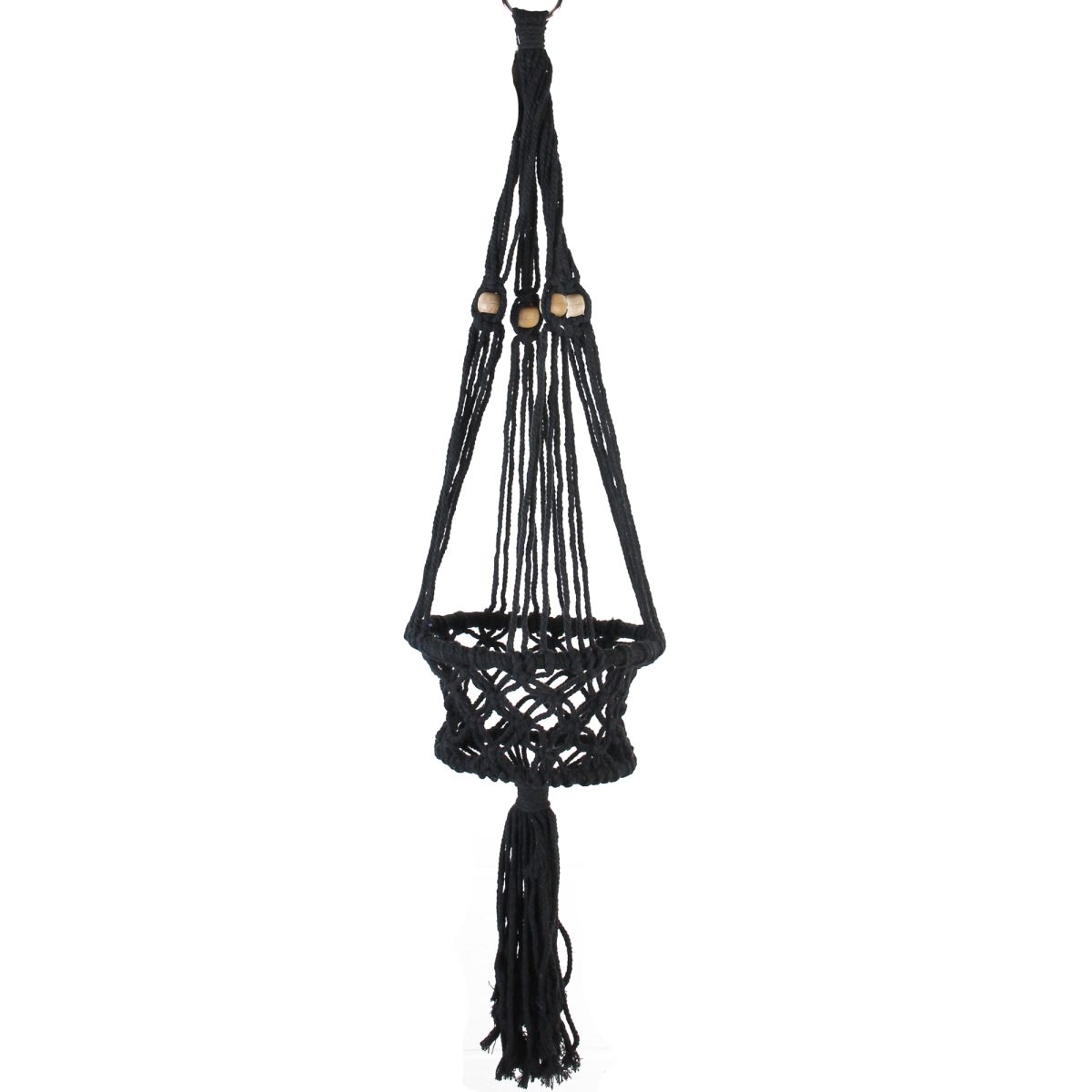 32816595 43 in. Lattice Pattern Cotton Netting Decorative Planter Hanger, Black