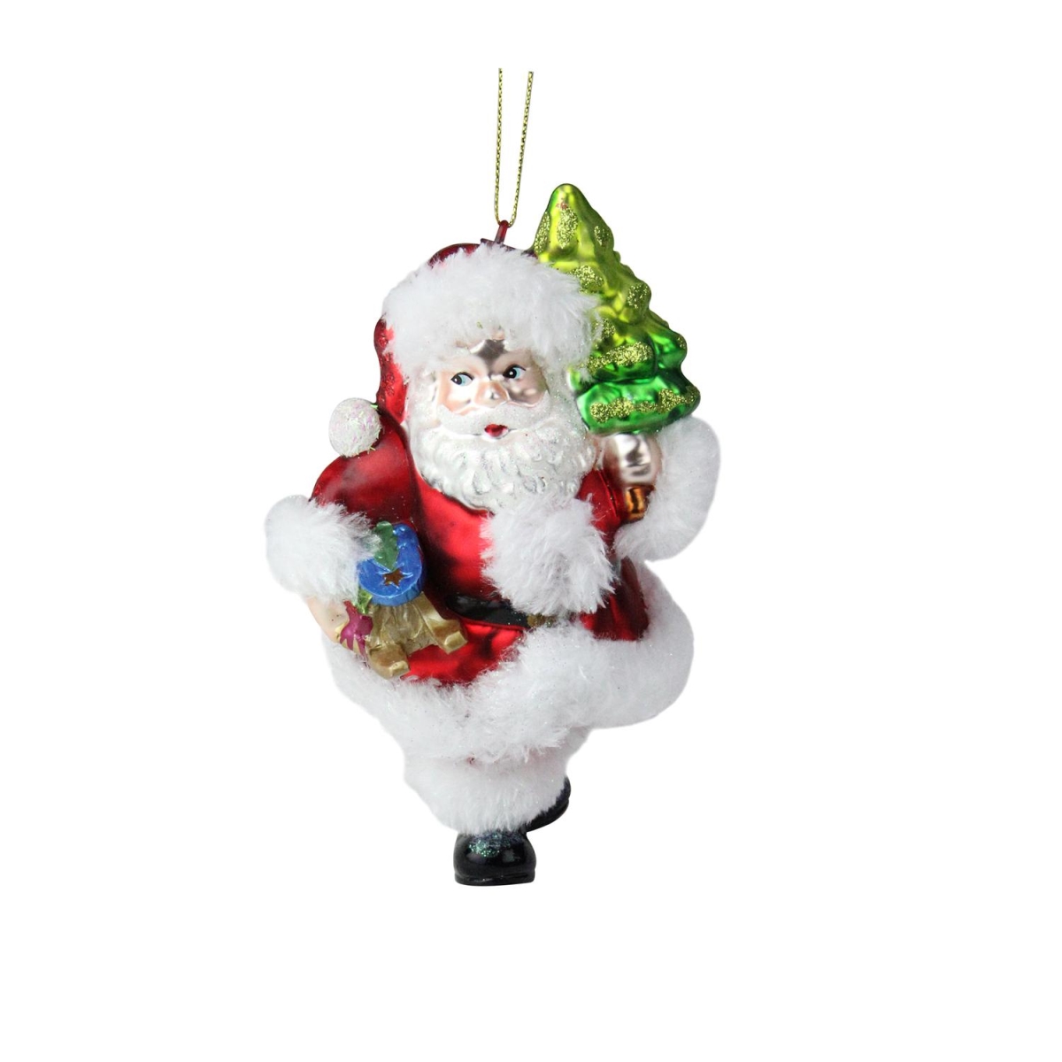 32808302 6 in. Festive Fur & Glitter Accented Santa Claus Glass Christmas Ornament -  Northlight Seasonal