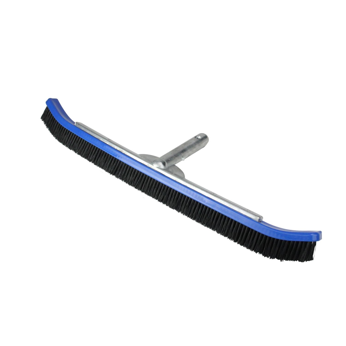 24 in. Bristle Pool Wall Brush with Aluminum Handle - Blue Curved Nylon