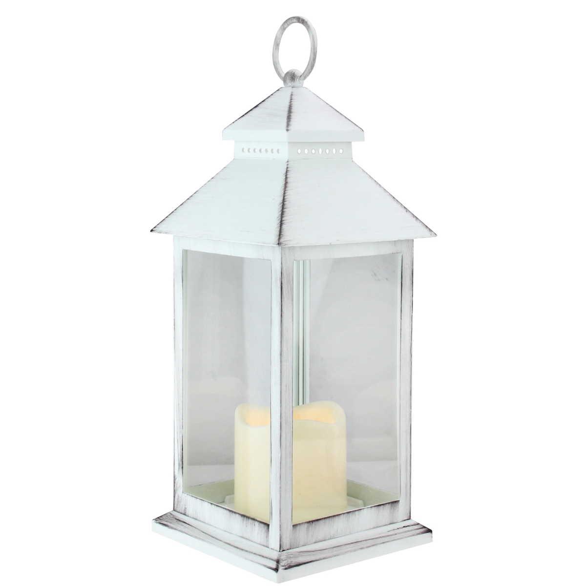 Picture of Northlight 32816015 12.5 in. Black Brushed & White Candle Lantern with Flameless LED Candle