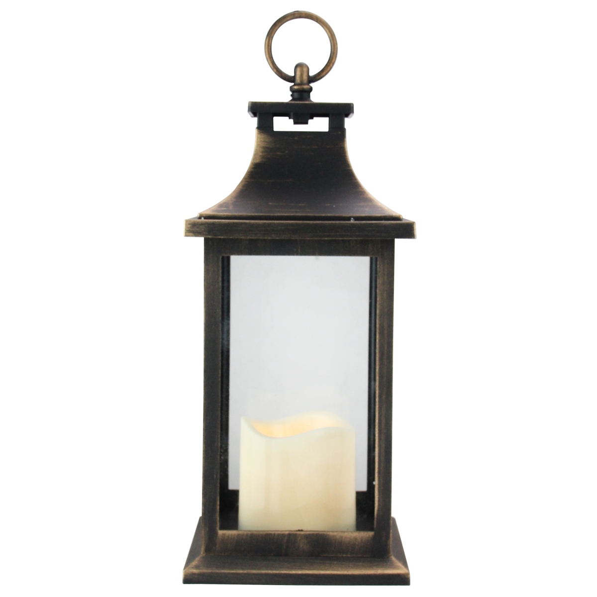 Picture of Northlight 32816022 12.5 in. Gold Brushed & Black Candle Lantern with Flameless LED Candle