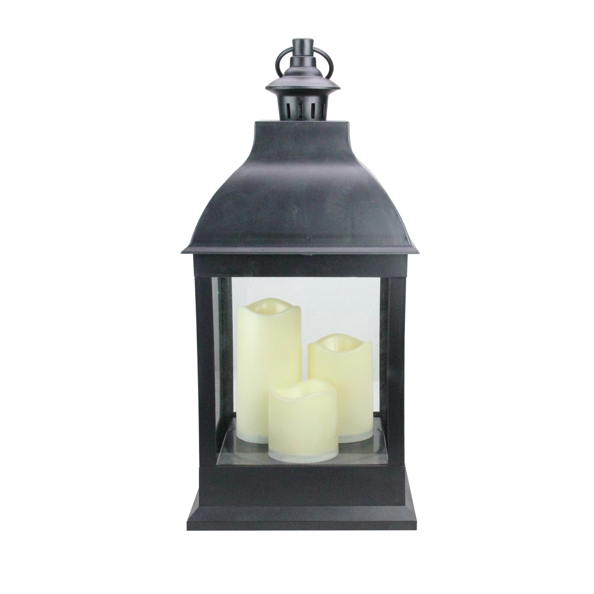 Picture of Northlight 32816066 20 in. Large Black Candle Lantern with 3 Flameless LED Candles