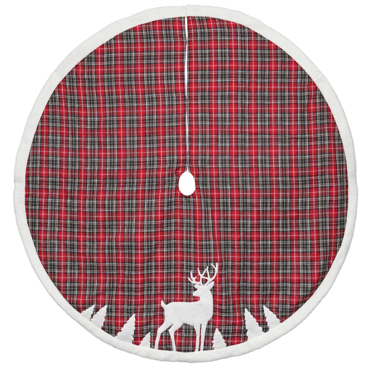 Picture of Dyno 32637383 48 in. Plaid Tree Skirt with Deer Applique - Red