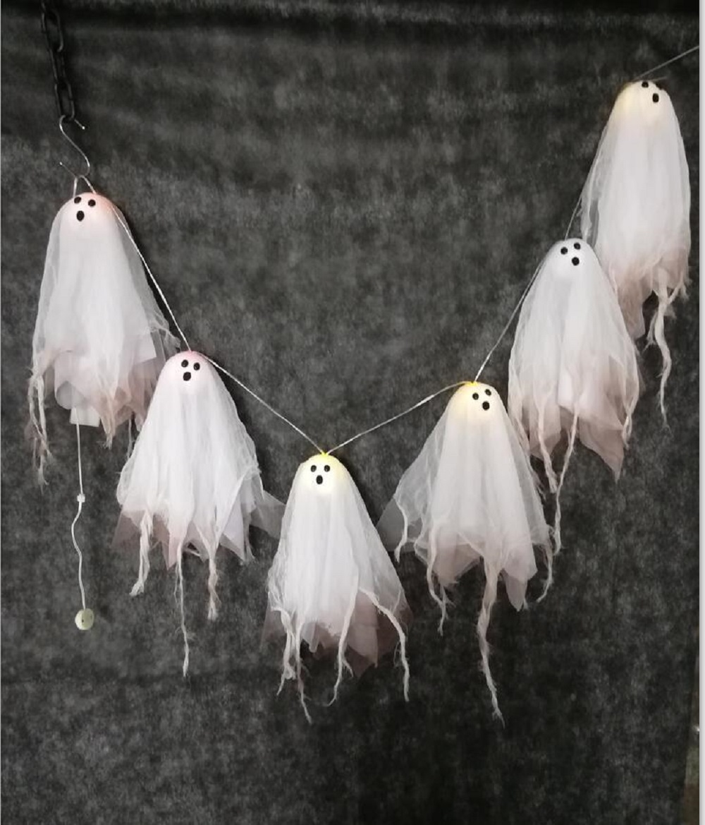 Picture of Northlight 32912597 5 ft. x 10 in. Lighted Ghostly White Hanging Garland Halloween Decoration - Multi Lights