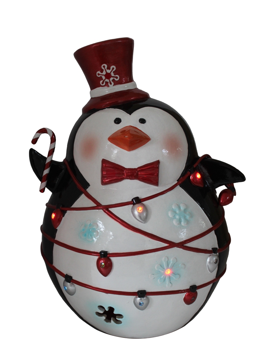 32913534 14 in. LED Lighted Christmas Penguin with Light String Design Outdoor Decoration
