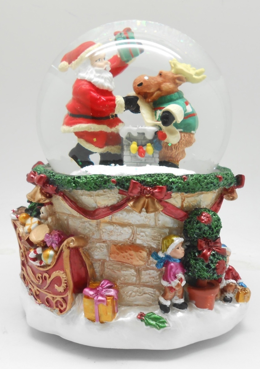 32912629 5.75 in. Santa & Reindeer Christmas Musical LED Lighted Snow Globe -  NorthLight