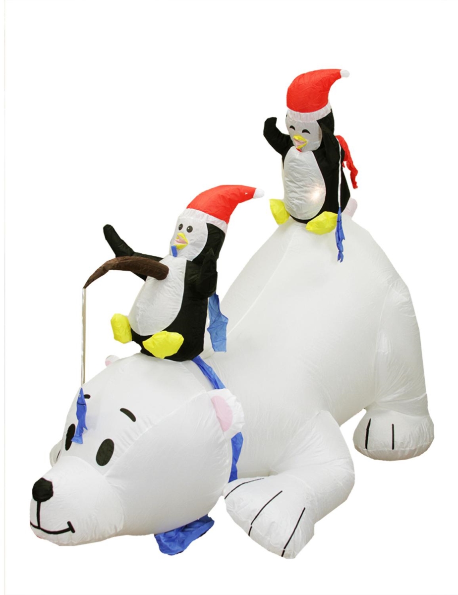 32912554 6 ft. Inflatable Polar Bear & Penguins Lighted Christmas Yard Art Decor