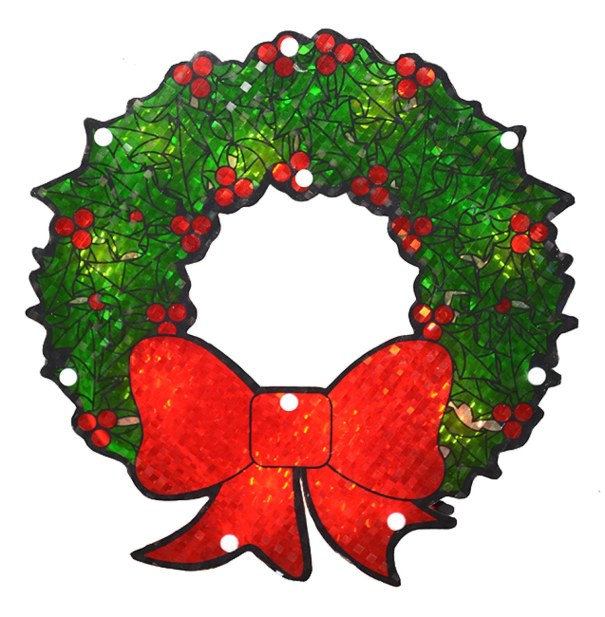 32913608 11 in. Holographic Lighted Berry Wreath Christmas Window Silhouette -  NorthLight