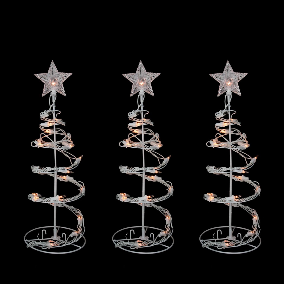 32912691 18 in. Lighted Spiral Cone Walkway Christmas Trees Outdoor Decorations, Clear - Set of 3 -  NorthLight