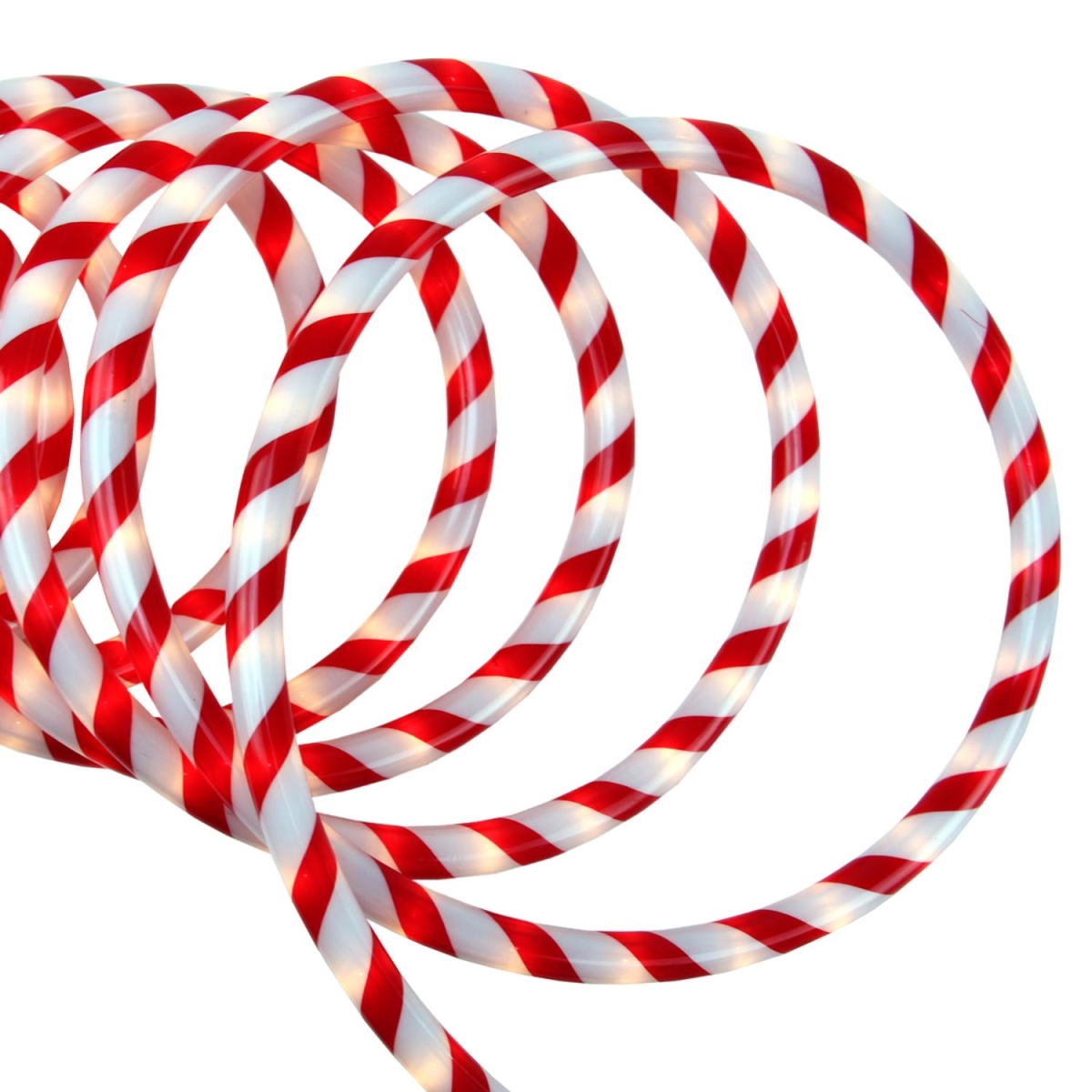 18 ft. Red & White Candy Cane Stripe Indoor & Outdoor Christmas Rope Lights