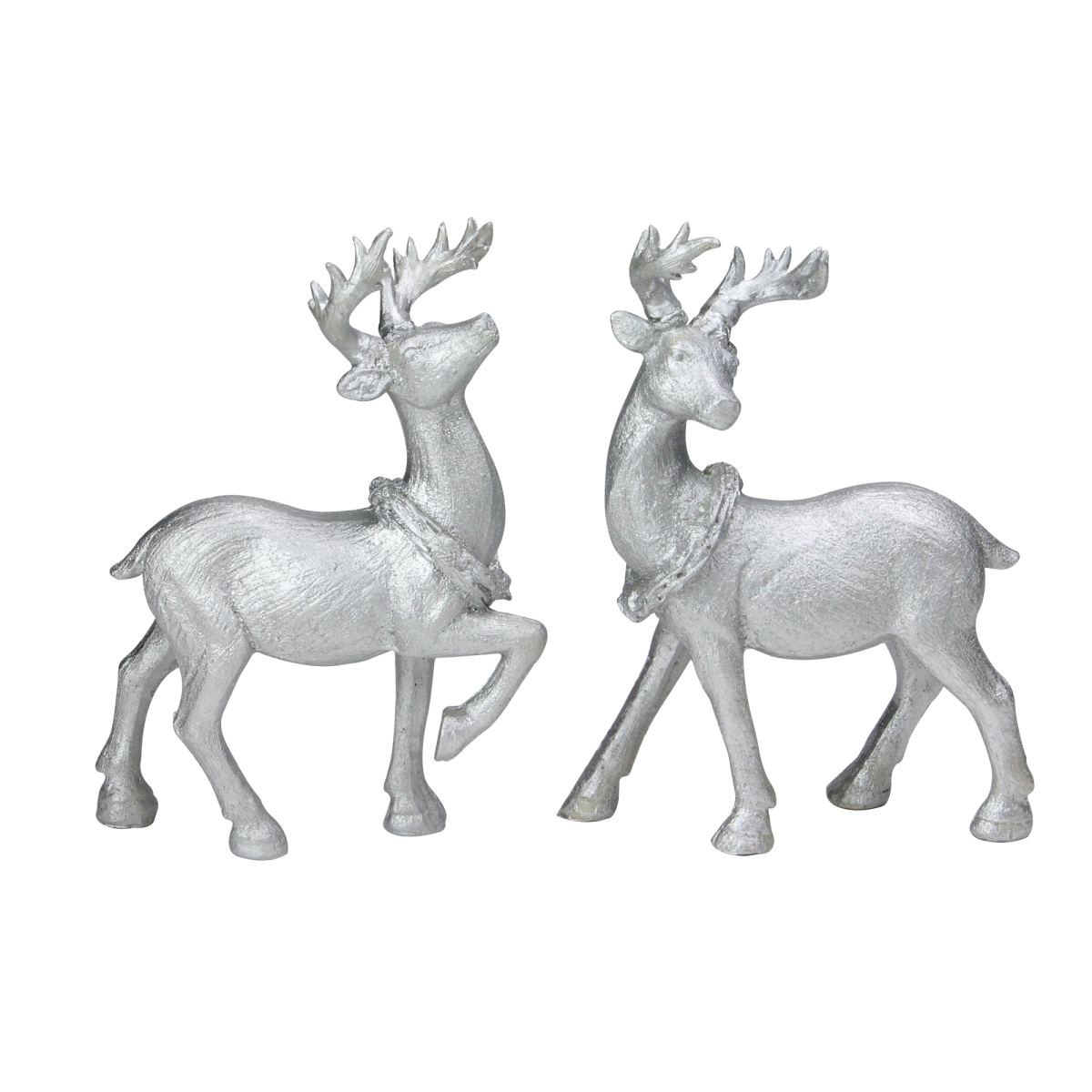 32915449 Christmas Table Top Reindeer Figures, Silver - Set of 2