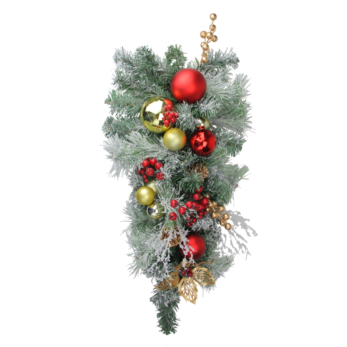 Picture of Northlight 32912578 24 in. Snow Holiday Red & Gold Flocked Artificial Christmas Teardrop Swag - Unlit