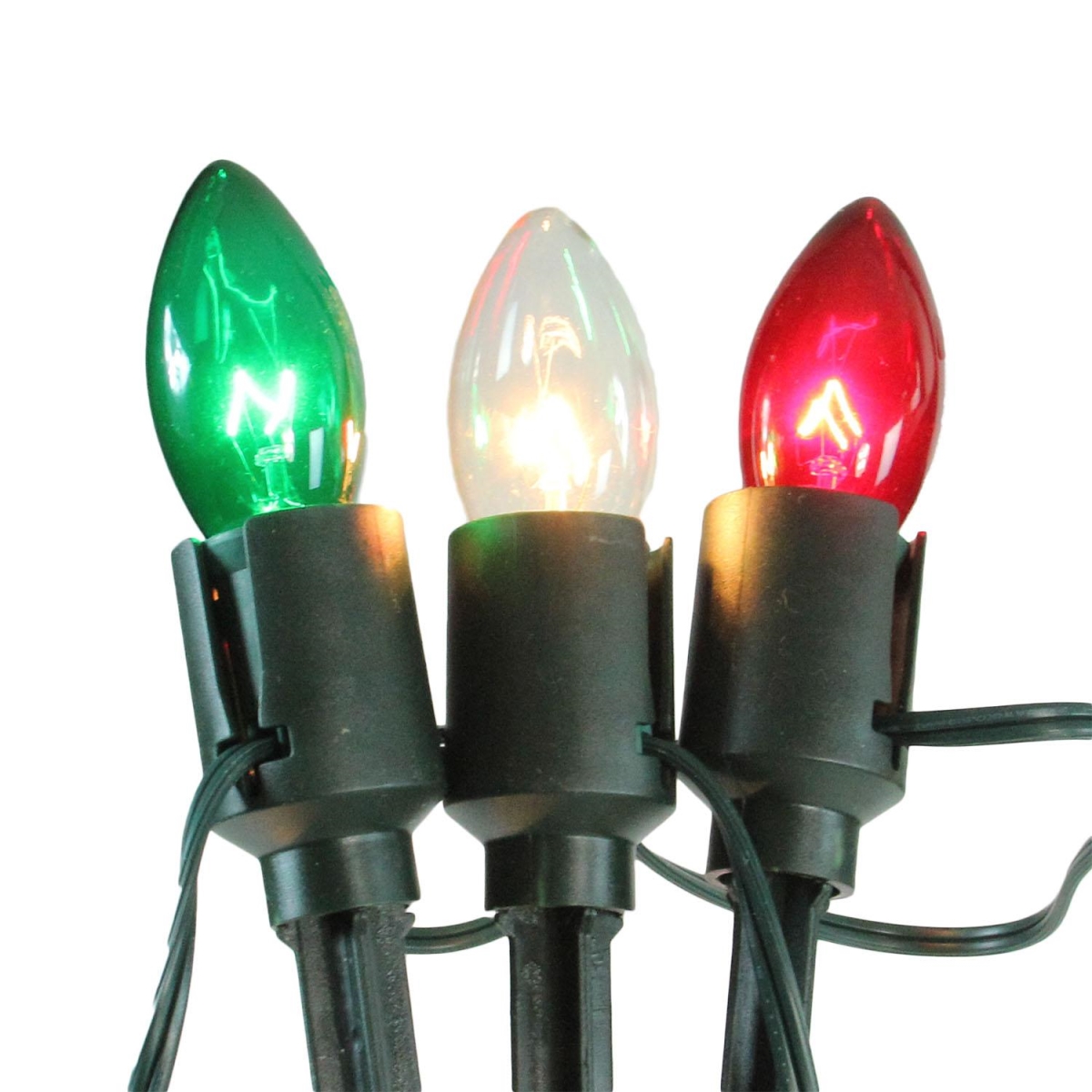 14 ft. 15 Red Clear & Green C9 Christmas Pathway Marker Decorations with Green Wire