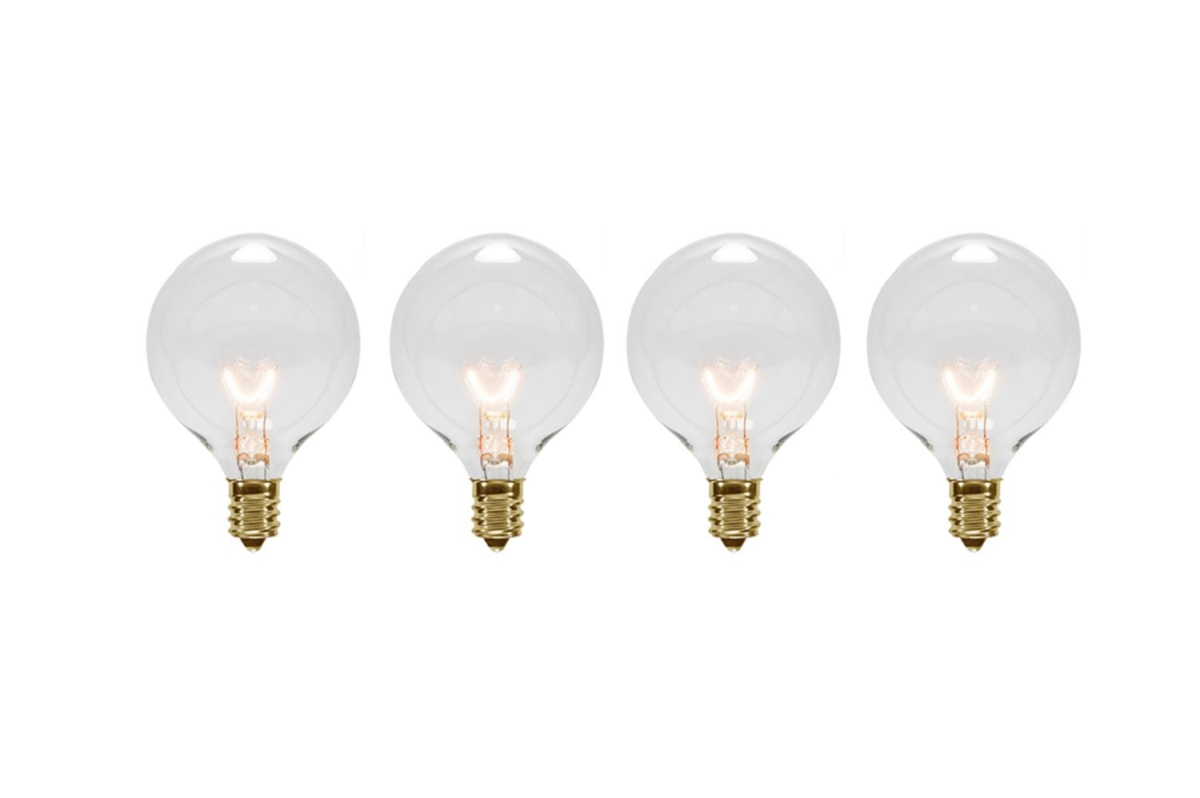 32913380 120V 5W Transparent Clear G40 Globe Christmas Replacement Light Bulbs - Pack of 4