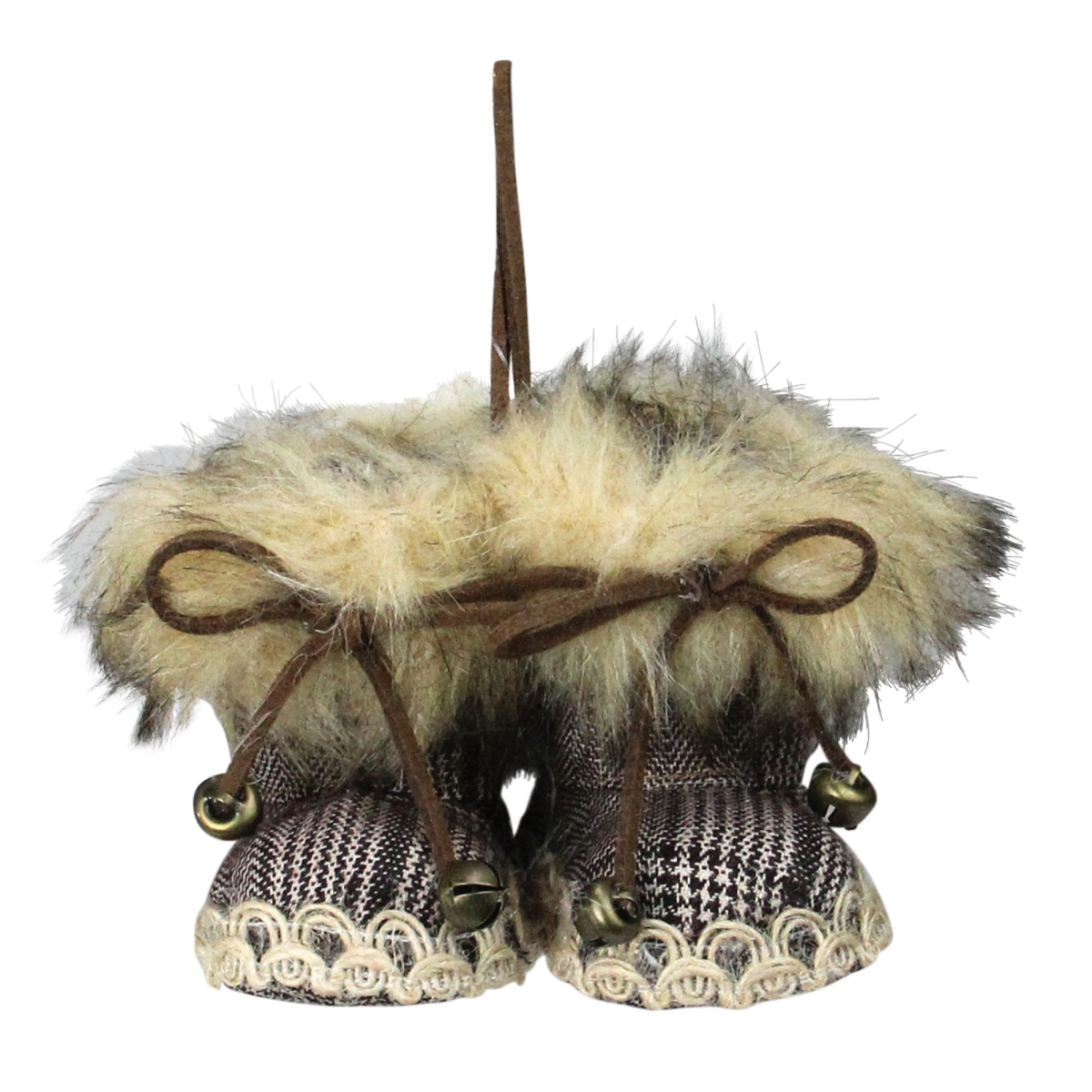 3 in. Pair of Faux Fur Knit Alaskan Style Booties Christmas Ornament