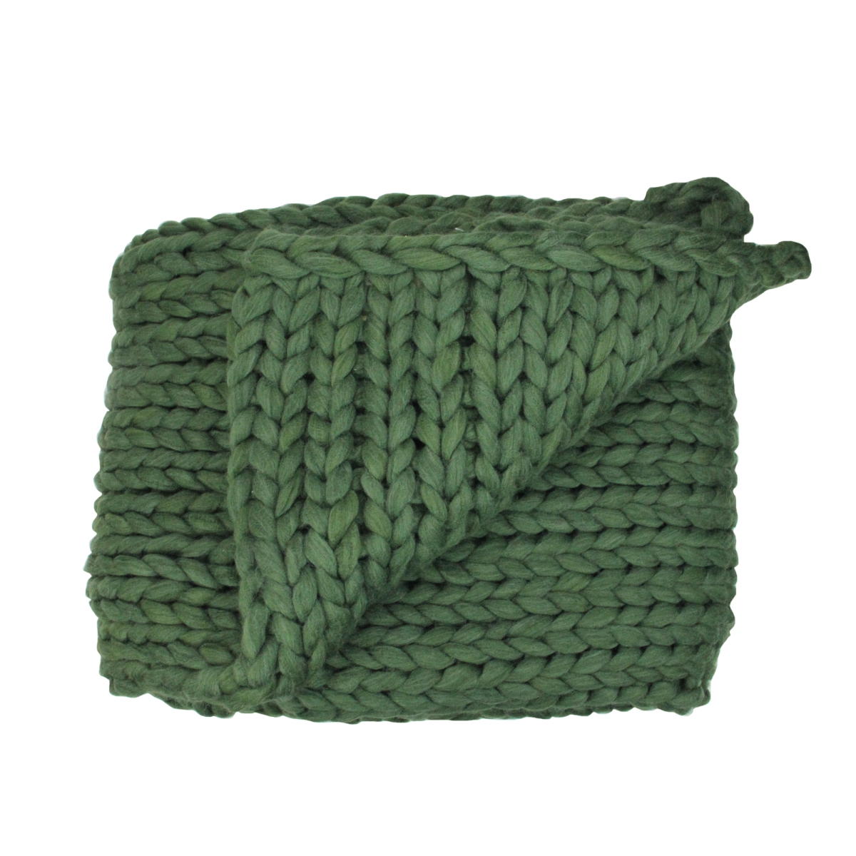 60 x 50 in. Hunter Green Cable Knit Plush Throw Blanket