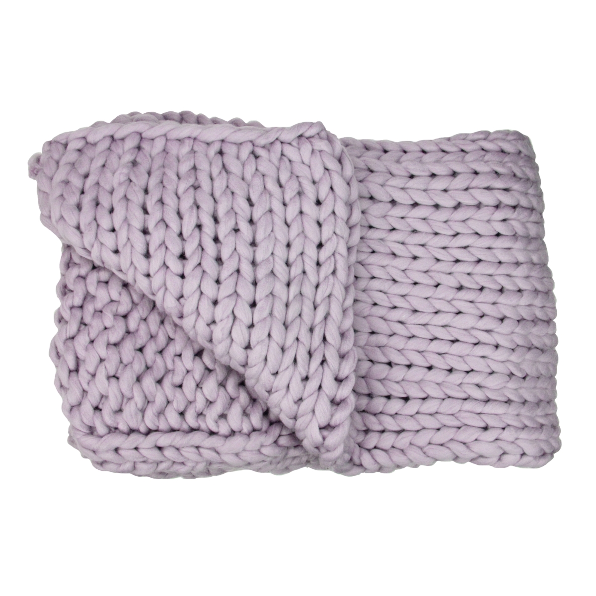 60 x 50 in. Light Purple Cable Knit Plush Throw Blanket