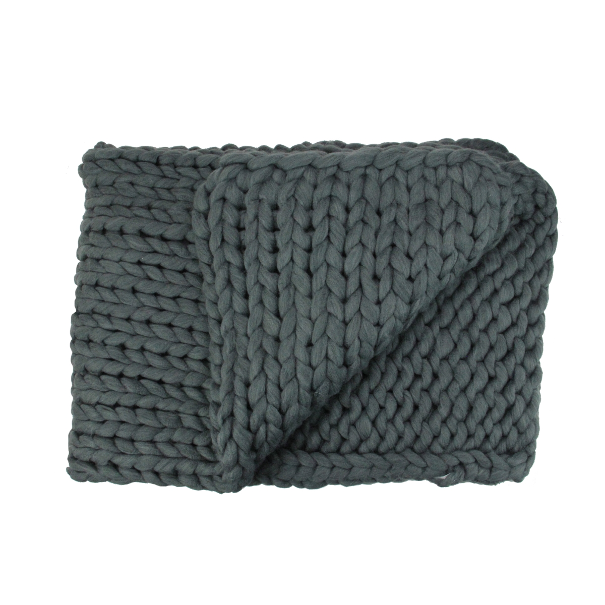 60 x 50 in. Smokey Gray Cable Knit Plush Throw Blanket
