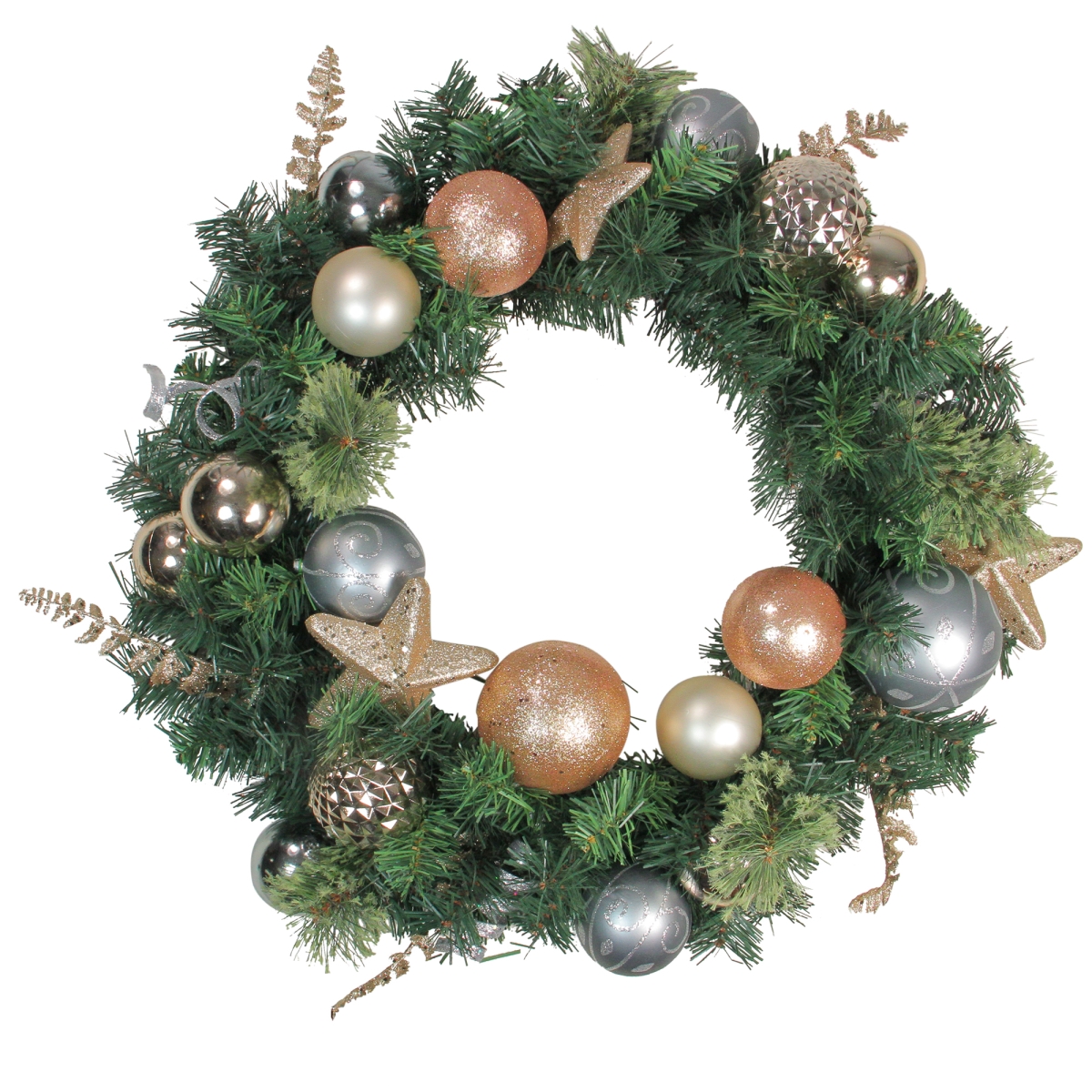 24 in. Rose Gold & Silver Pine Artificial Christmas Wreath - Unlit