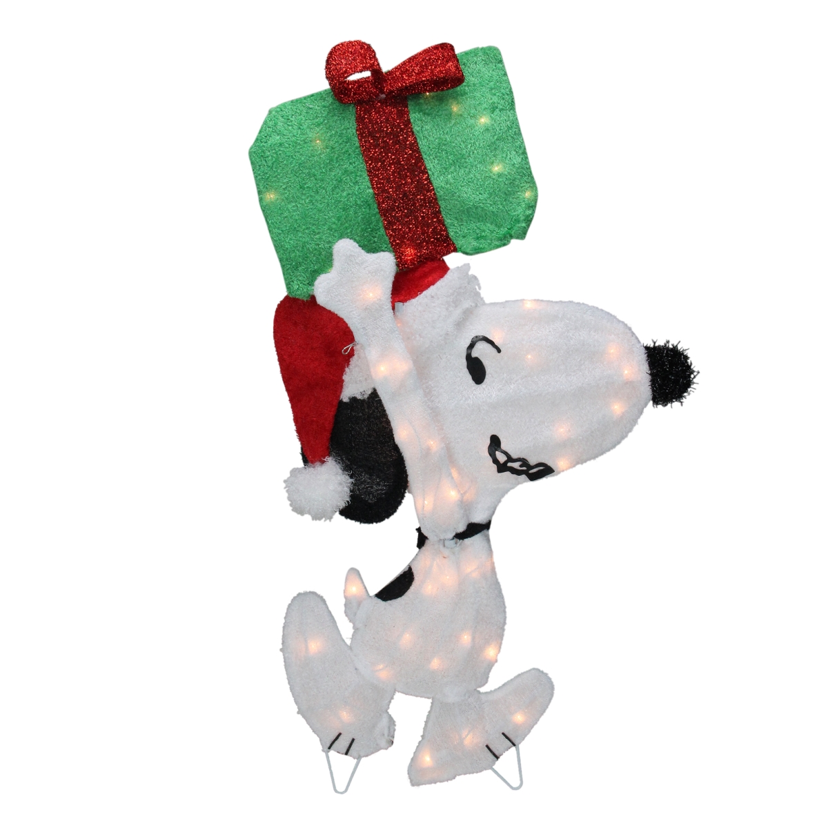 Picture of Northlight 32913554 32 in. Pre-Lit Peanuts Snoopy White with a Present Christmas Outdoor Decoration