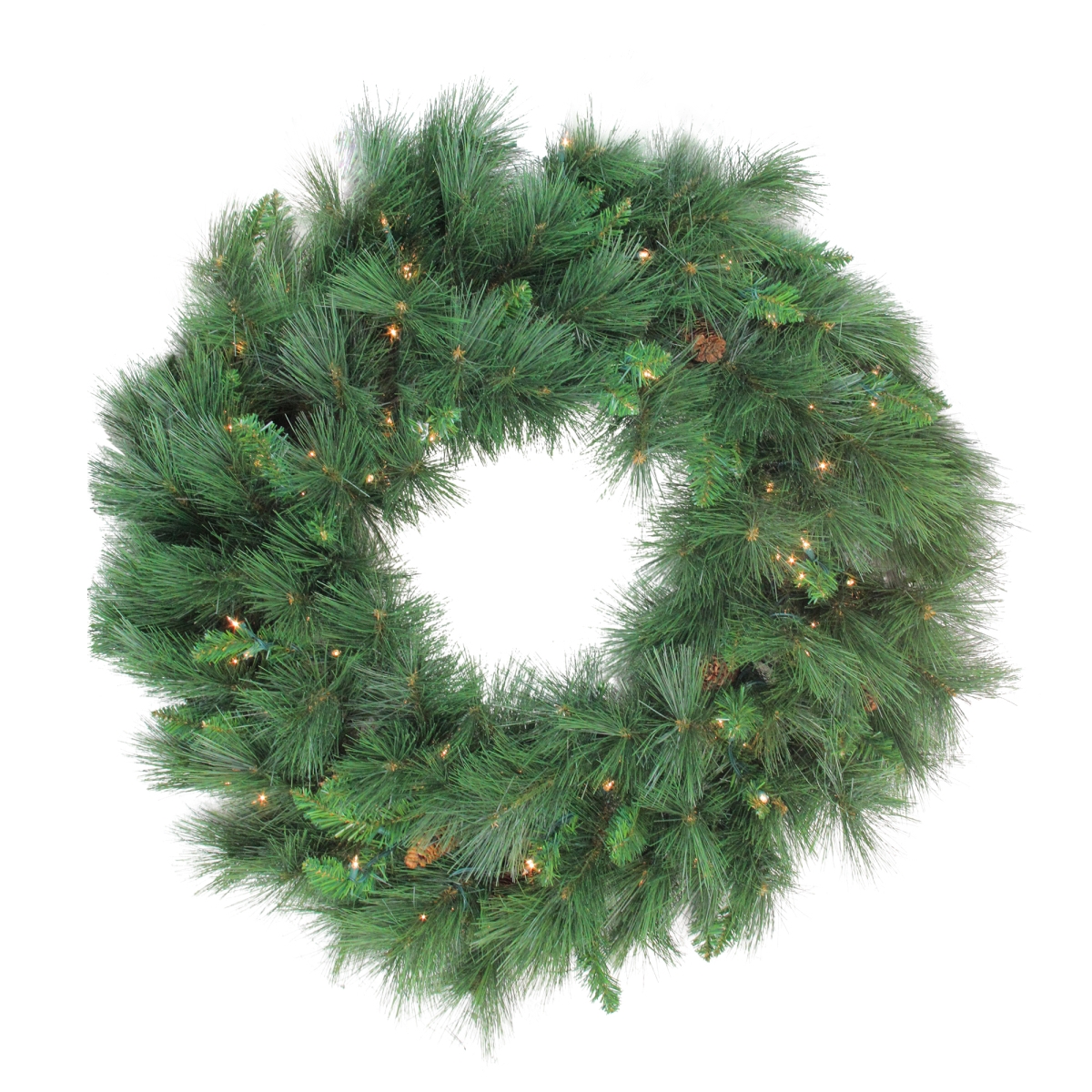 32913312 Pre-lit White Valley Pine Artificial Christmas Wreath - 36 in. Clear Lights