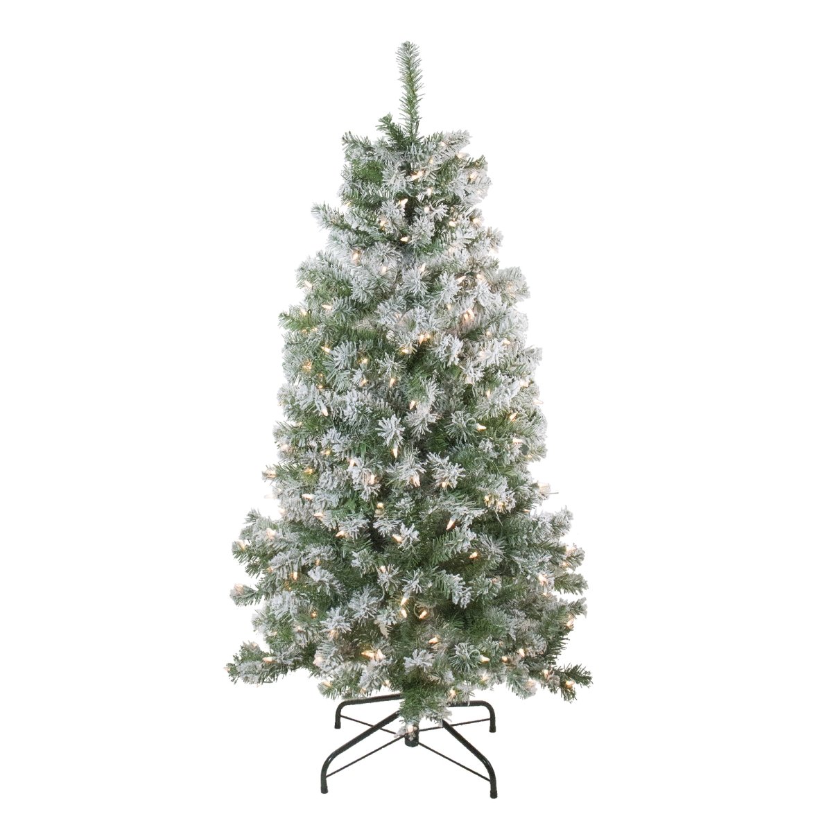 32915584 4.5 ft. x 34 in. Pre-Lit Flocked Winema Pine Artificial Christmas Tree - Clear Lights -  NorthLight