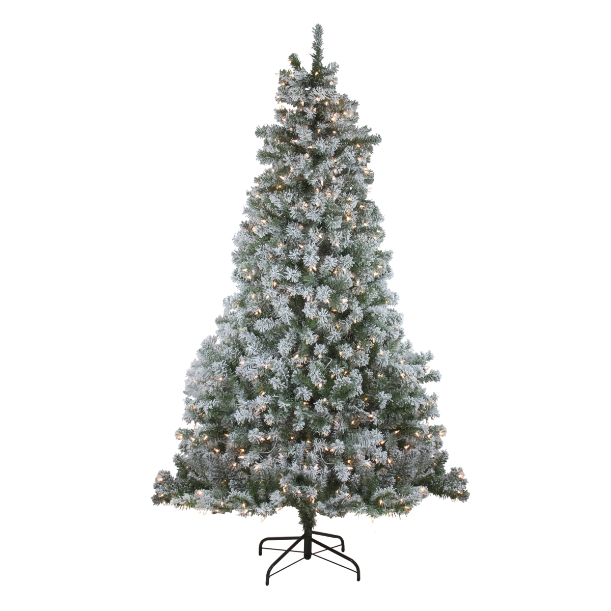 32915586 7.5 ft. x 57 in. Pre-Lit Flocked Winema Pine Artificial Christmas Tree - Clear Lights -  NorthLight