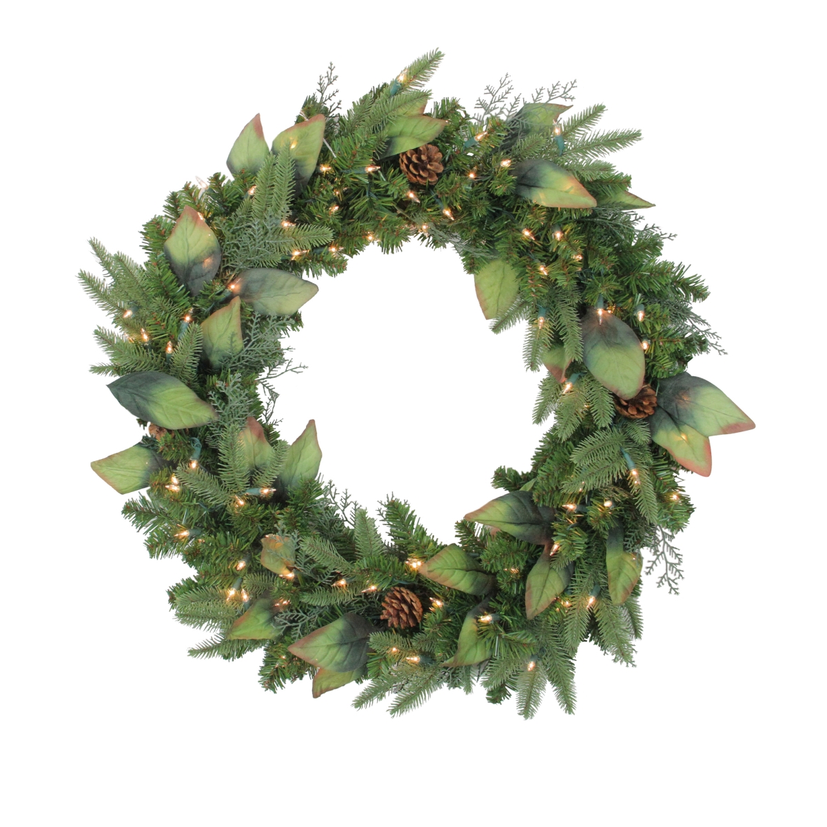 Picture of Northlight 32915495 30 in. Pre-Lit Mixed Winter Pine Artificial Christmas Wreath - Clear Lights