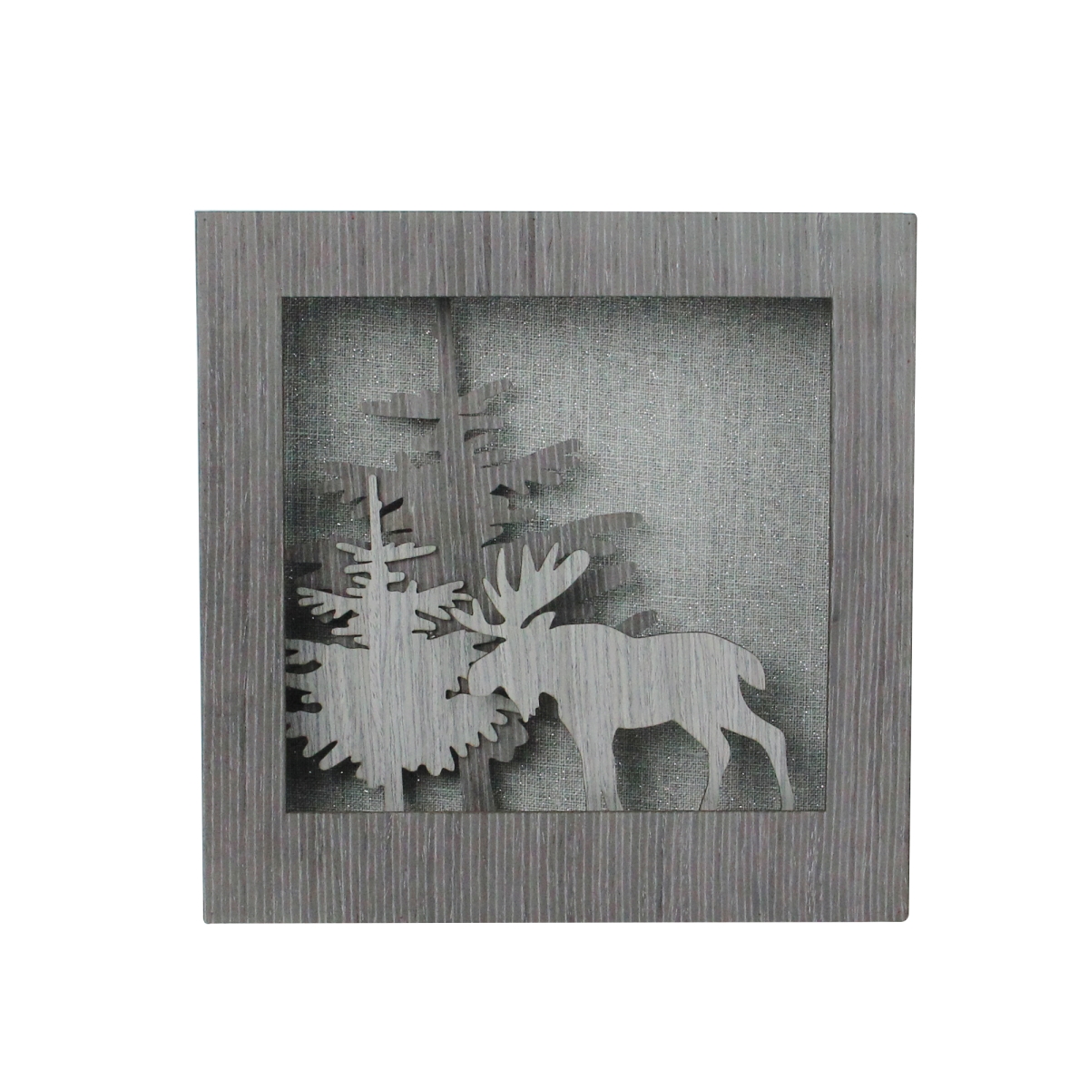 10 in. Glittered Moose Silhouette Box Framed Christmas Table Decoration