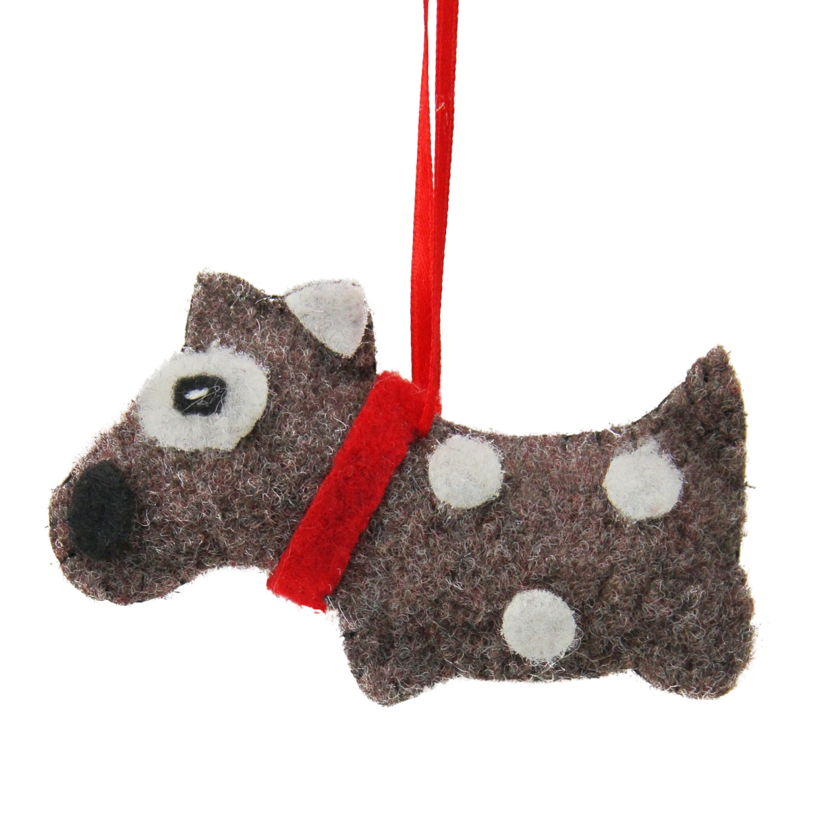 3 in. Brown with White Dots Plush Dog Christmas Ornament