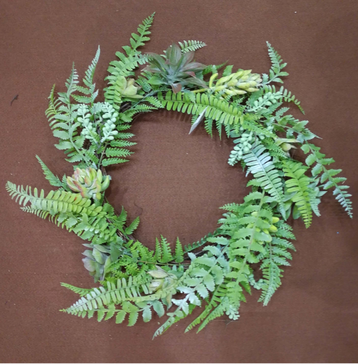 22 in. Leaves & Succulents Spring Wreath - Green