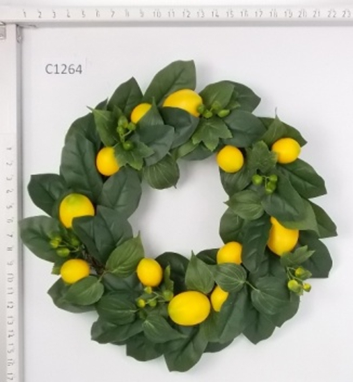 22 in. Foliage Spring Wreath - Lemon & Green