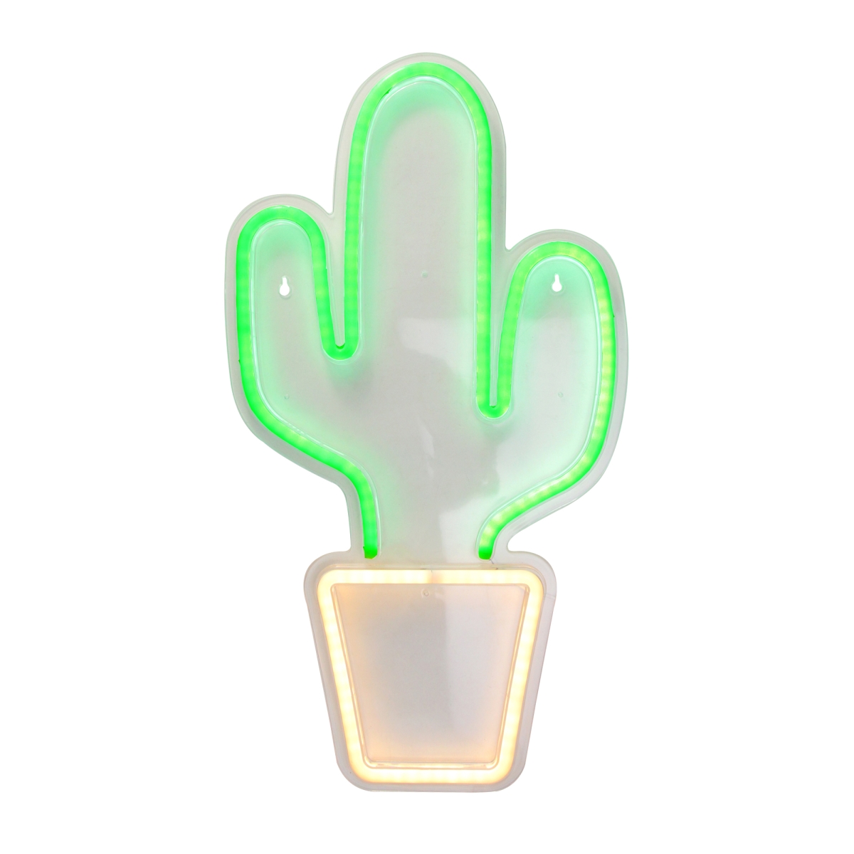 18.5 in. Neon Style LED Lighted Green Cactus Window Silhouette Sign