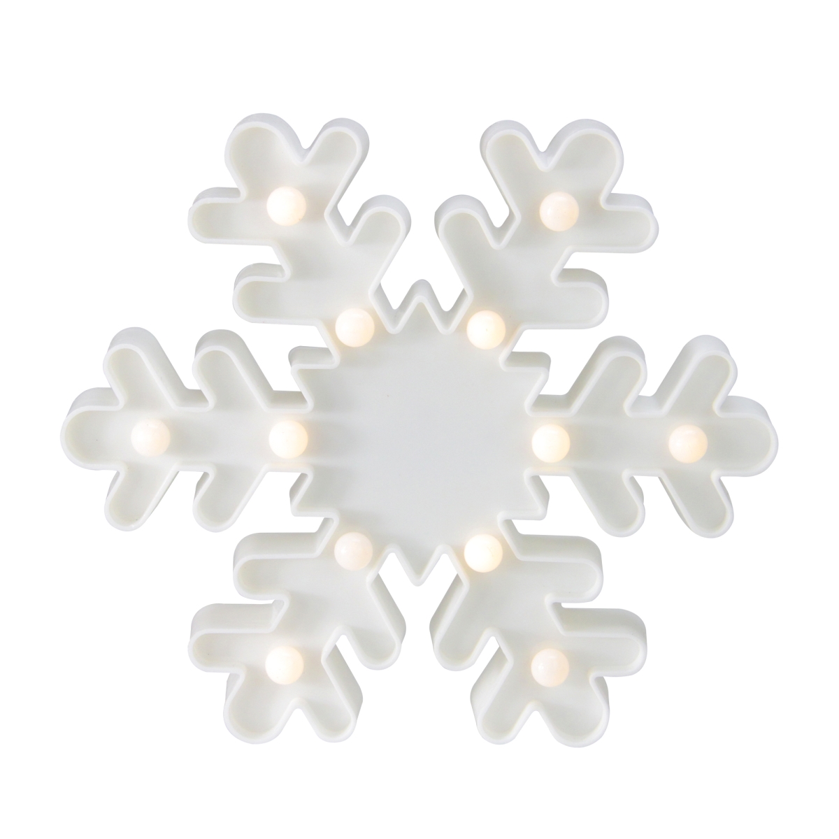9.5 in. Battery Operated LED Lighted White Snowflake Christmas Marquee Sign