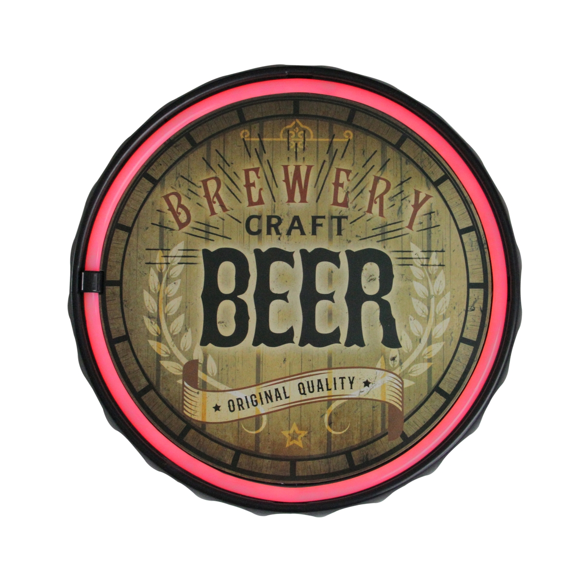 12.5 in. Battery Operated USB Neon Style LED Lighted Beer Bottle Cap Wall Sign