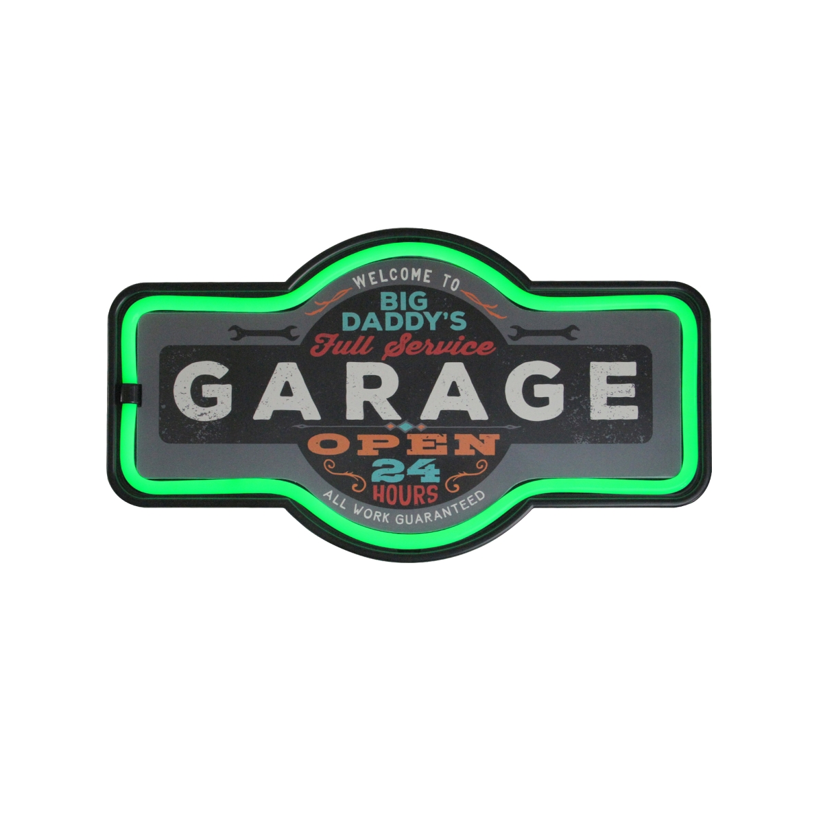 17.25 in. Battery Operated USB Neon Style LED Lighted Daddys Garage Wall Sign