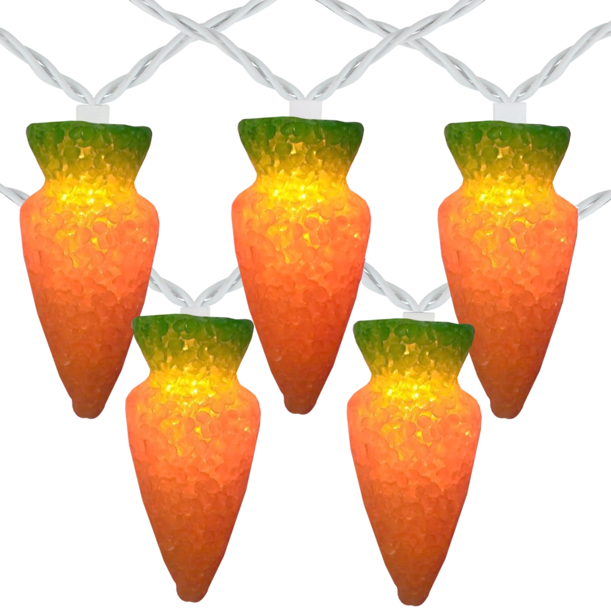 33377033 Orange Carrot Easter Spring Holiday Lights - White Wire, Set of 10