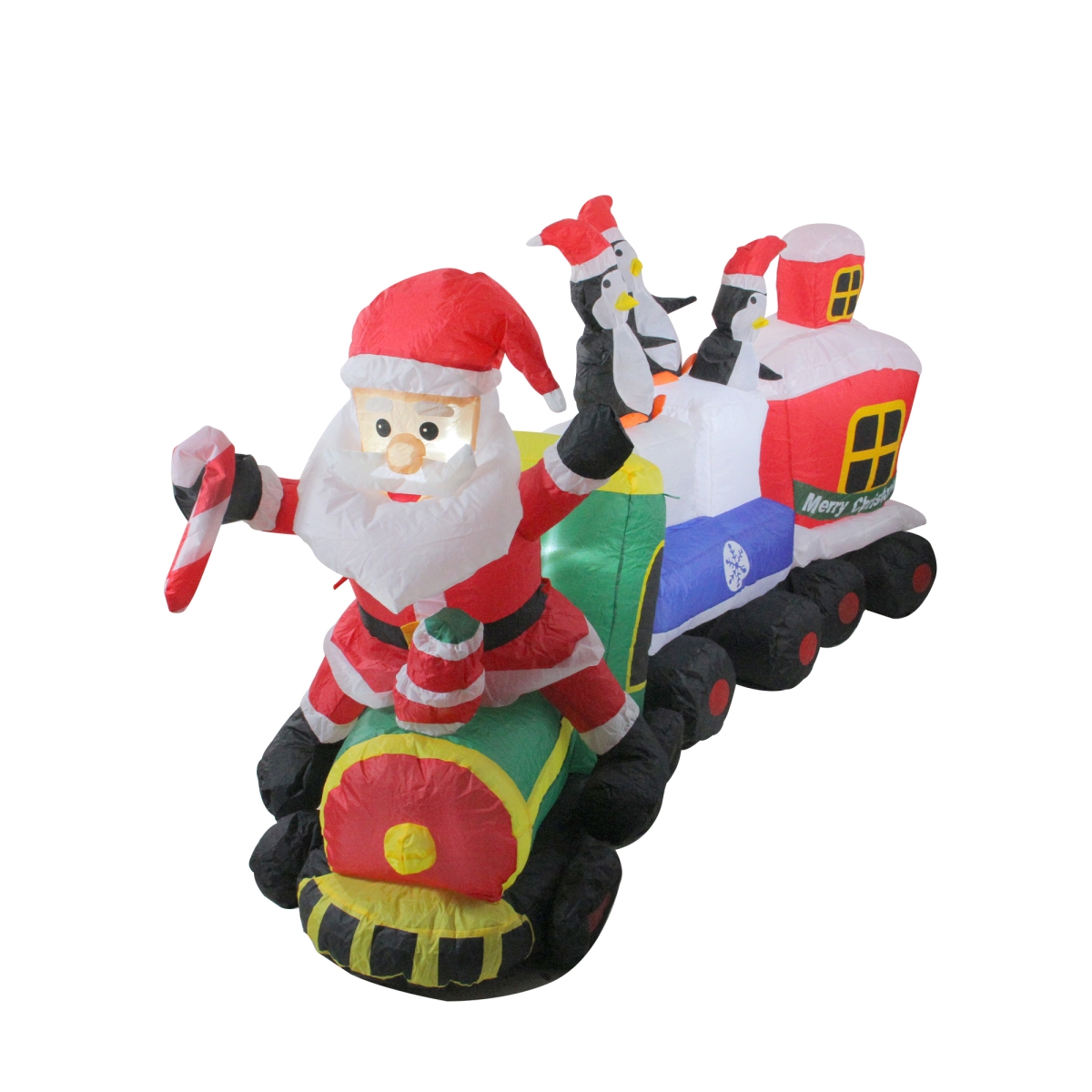 32912559 6.5 ft. Inflatable Santa on Locomotive Train Lighted Christmas Yard Art Decoration -  NorthLight