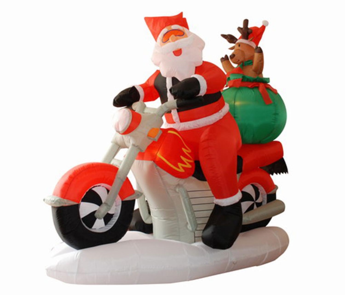 32912565 6.5 ft. Inflatable Santa Claus on Motorcycle Lighted Christmas Yard Art Decoration