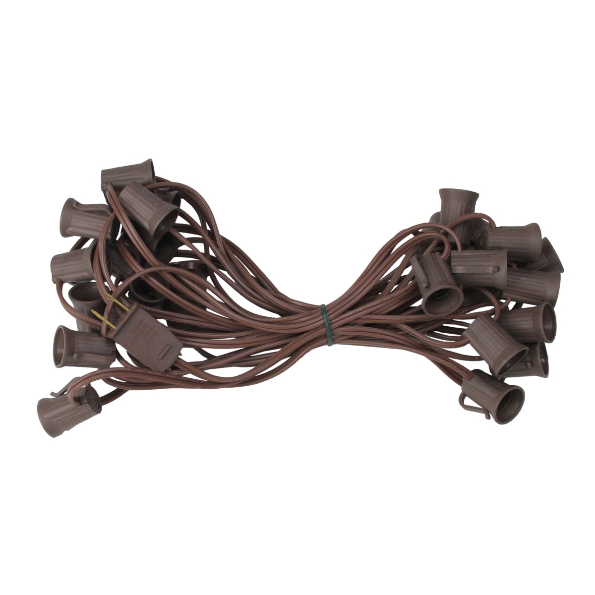 32913402 25 ft. Commercial C9 Christmas Light Socket Set with 12 in. Spacing 18 Gauge Brown Wire