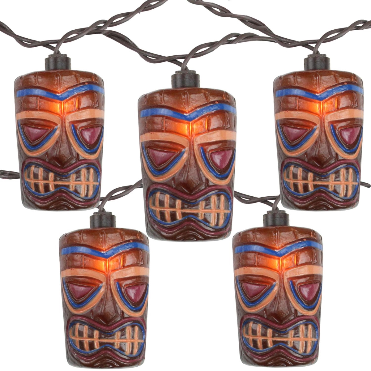 33376869 Tropical Paradise Brown Tiki Garden Patio Lights - Brown Wire, Set of 10