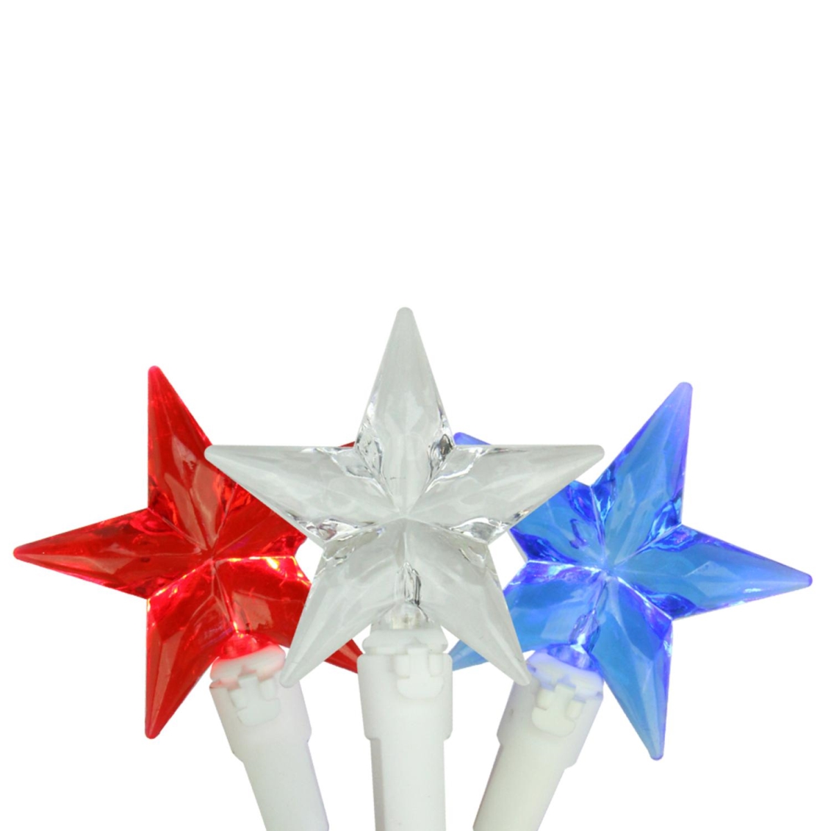 4th of July Patriotic LED White Wire Star Lights - Red, White & Blue, Set of 30