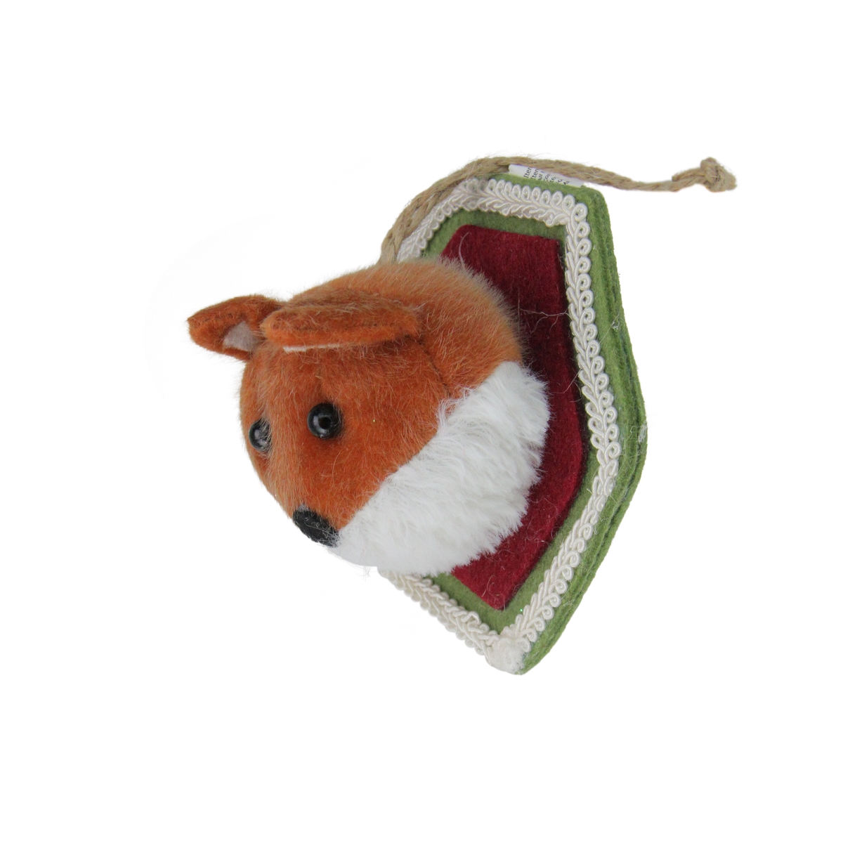 4.75 in. Brown & Cream Stuffed Fox Head Plaque Christmas Ornament