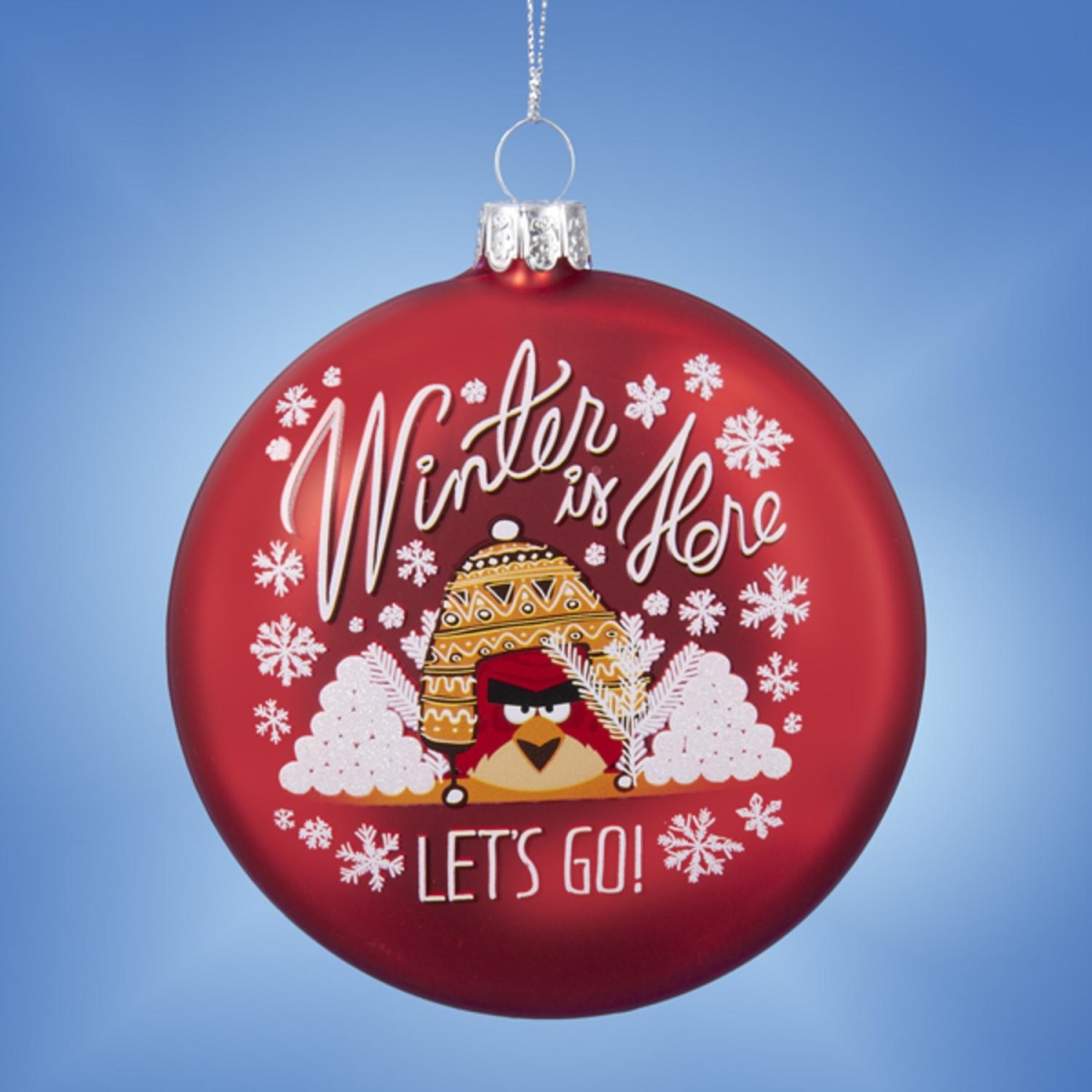 Kurt Adler  4 in. Angry Birds Red Bird Winter is Here Decorative Christmas Disk Ornament