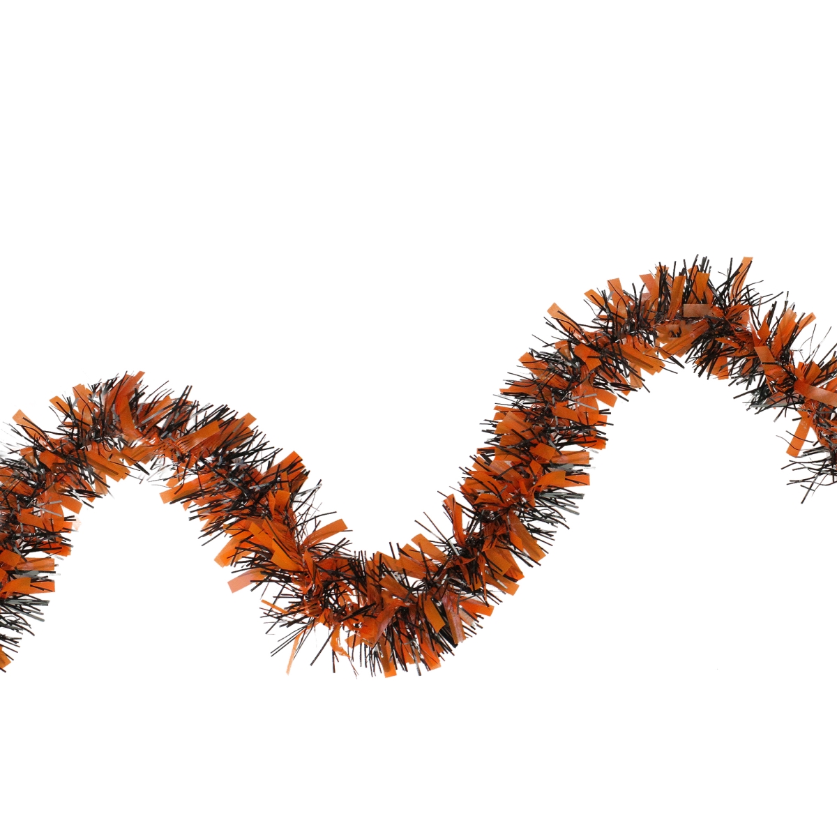50 ft. x 2.5 in. Unlit Halloween Tinsel Garland, Orange & Black